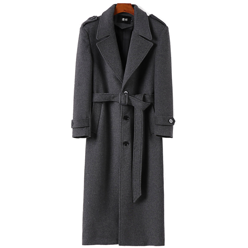 Big and Tall Long Single Breasted Wool Coat