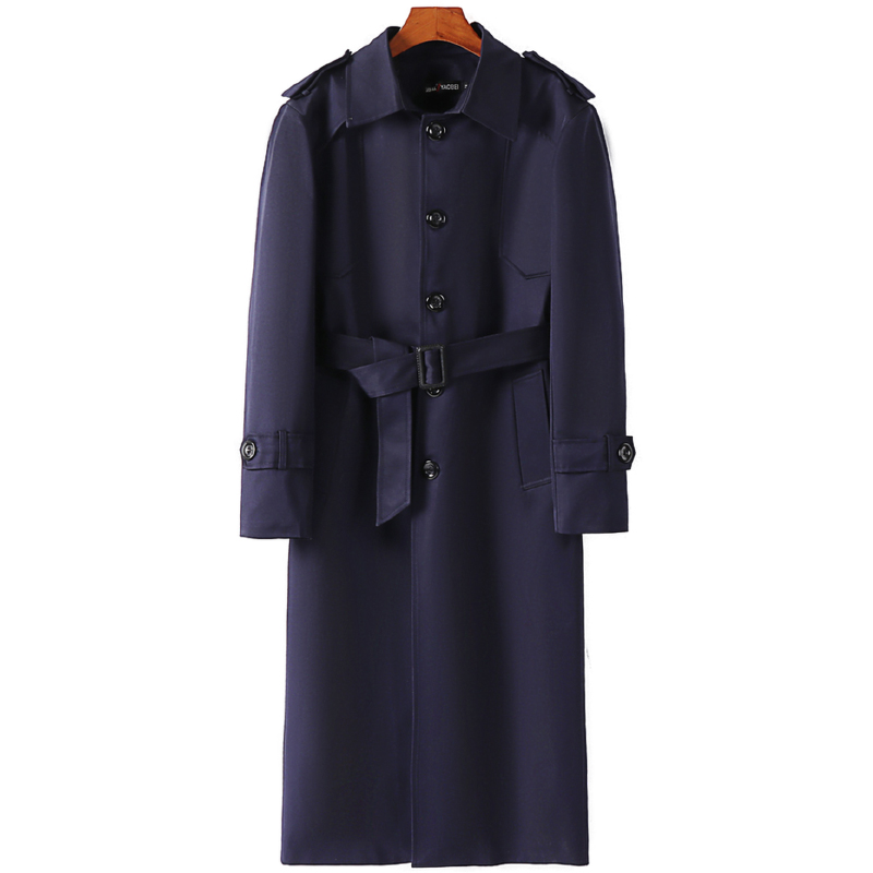 Big and Tall Knee Length Single Breasted Trench Coat