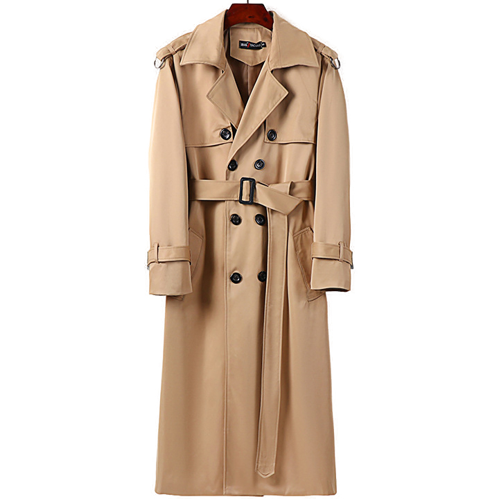 Big and Tall Full Length Double Breasted Trench Coat