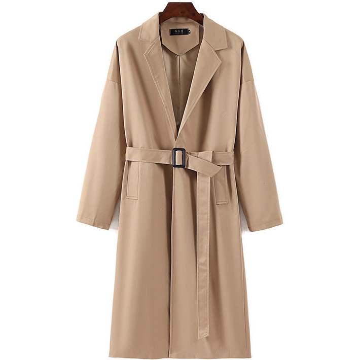 Big and Tall Mens Long Trench Coat Without Buttons
