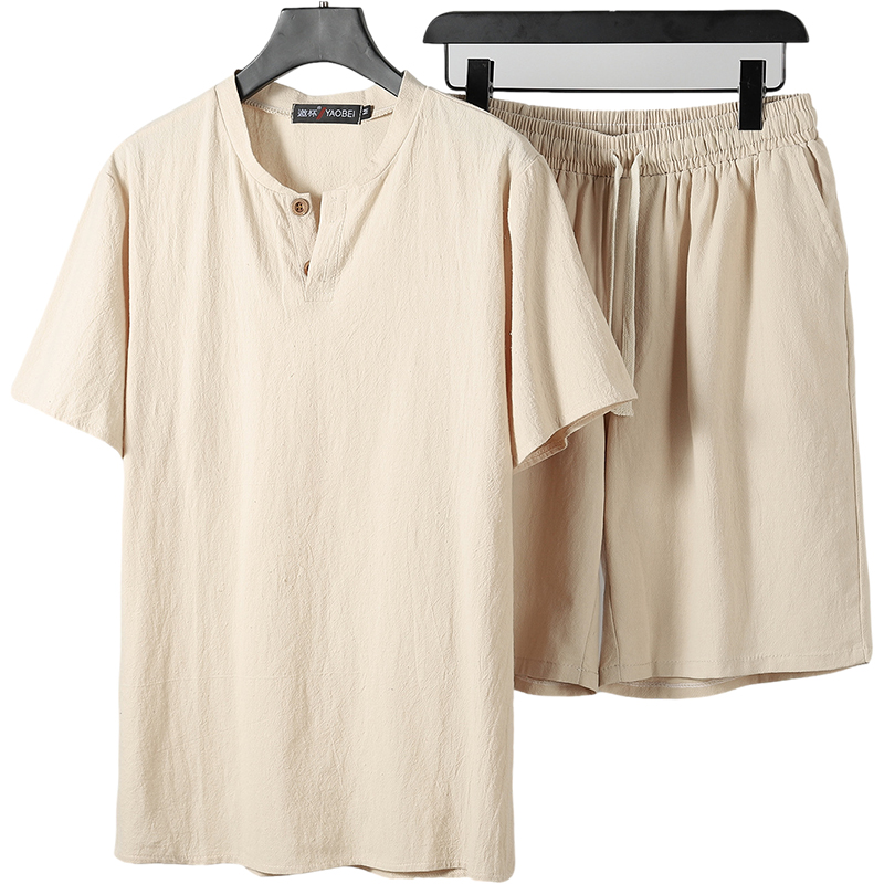 Large Mens Linen Short Sets