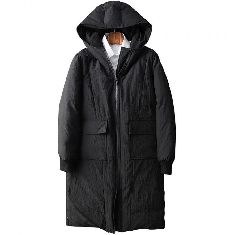 Oversized Mens Mid Length Padded Coat With Hood