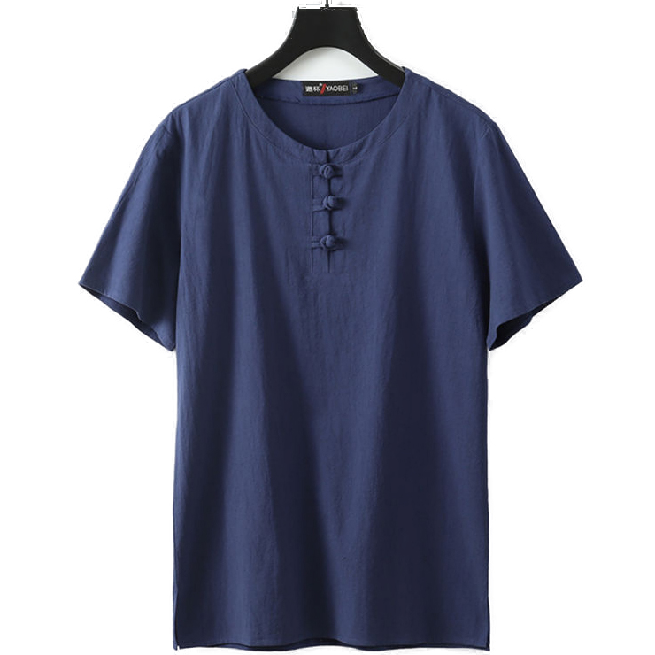 Plus Size Linen 3 Button Henley T Shirt