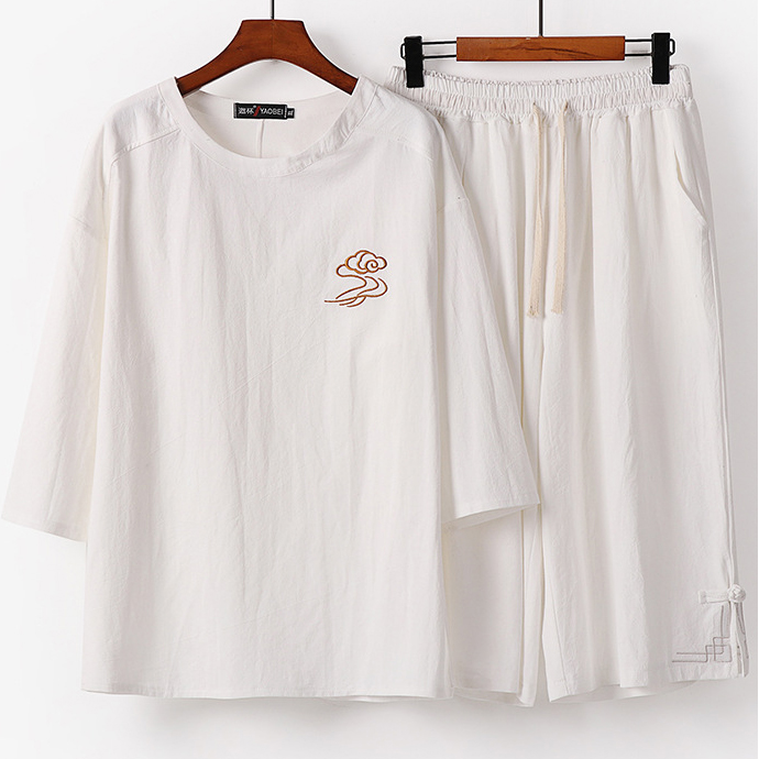 Plus Size Mens Linen Matching Set