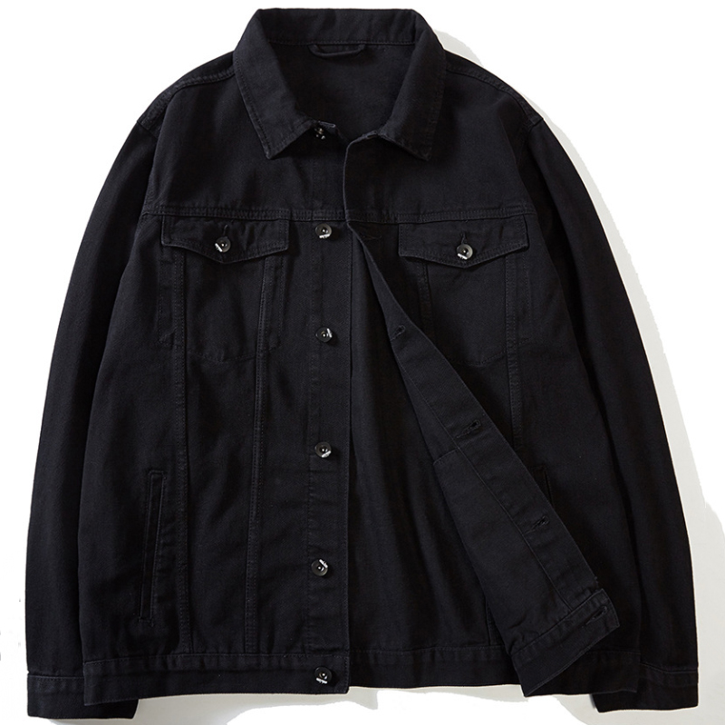 Oversized Mens Black Denim Trucker Jacket