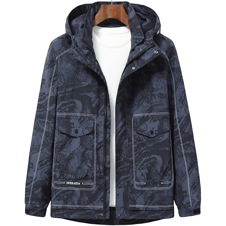 Big and Tall Men's Flap Pocket Hooded Jacket