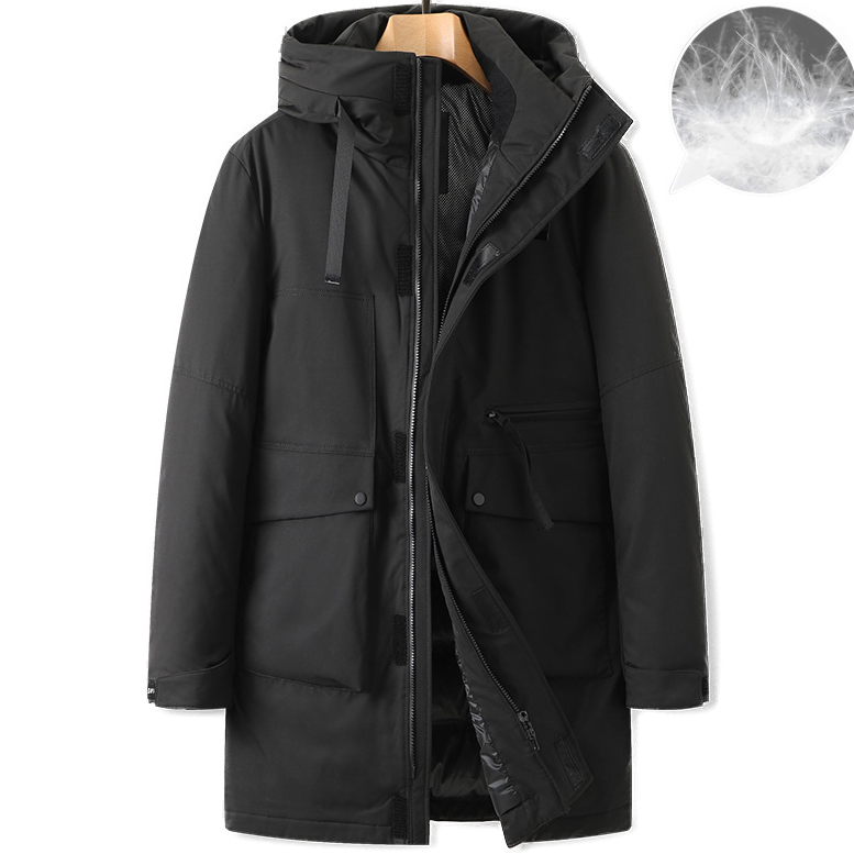 Big and Tall Mens Long Down Jacket With Hood
