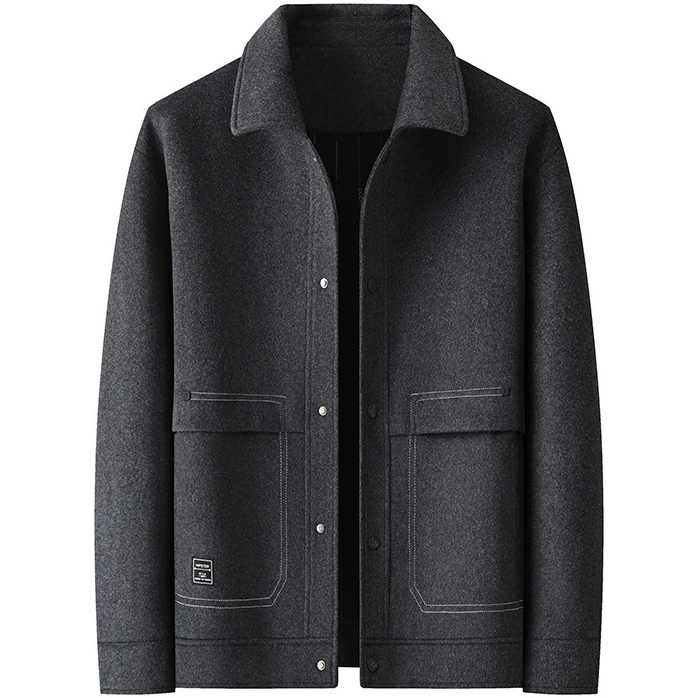 Plus Size Men's Point Collar Wool Jacket