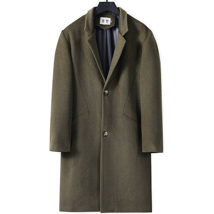 Big and Tall Mid Length Single Breasted Wool Mix Overcoat