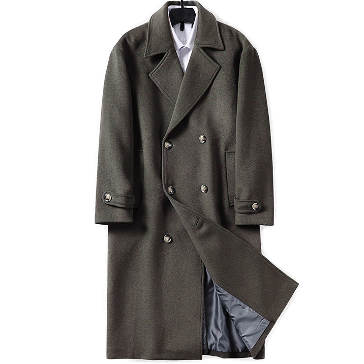 Mens Plus Size Classic Fit Double Breasted Wool Blend Coat