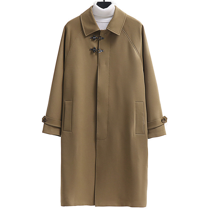 Oversized Men's Single Breasted Trench Coat With Buckle