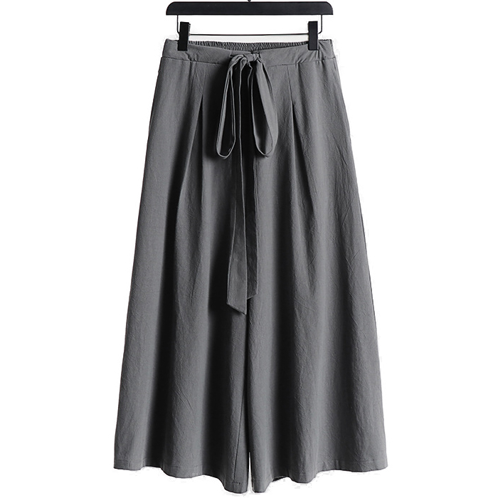 Plus Size Mens Loose Fit Wide Leg Drawstring Linen Pants