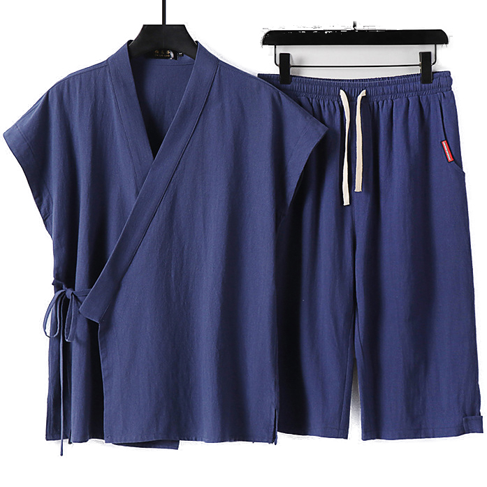 Big and Tall Kimono Shirt Mens Summer 2 Piece Sets