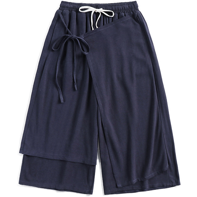 Big and Tall Mens Linen Wide Leg Cropped Pants